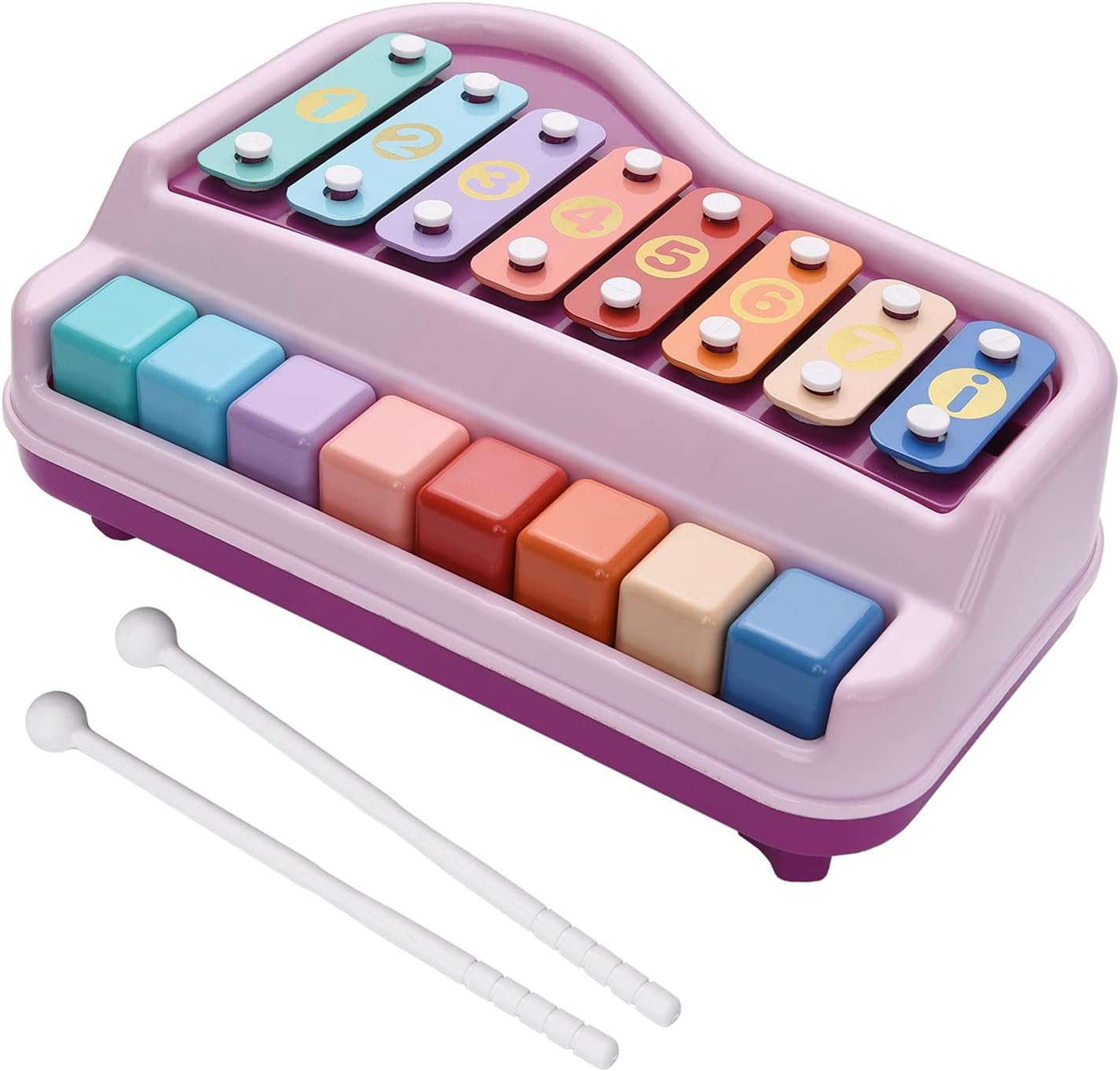 Amazon.co.jp 木琴 2人のピアノXylophoneの楽器のおもちゃの子供のための教育の子供のおもちゃ (色 Purple