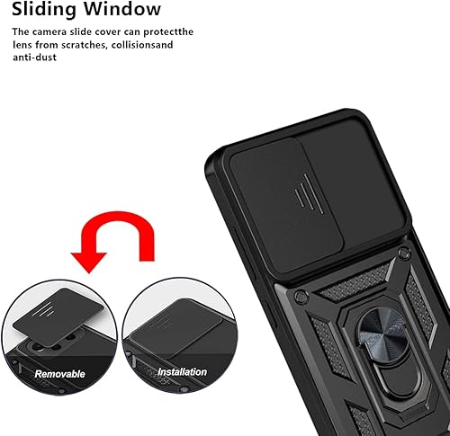 Miniatura 4 de CCSmall Funda resistente para Huawei Nova 9Honor 50 con ventana deslizante para cámara, protección de grado militar, soporte de anillo integrado con