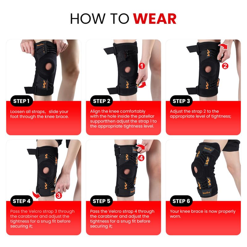 Miniatura 5 de Welnove Rodillera profesional con almohadillas y estabilizadores laterales para aliviar el dolor, compresión ajustable para desgarro de menisco,