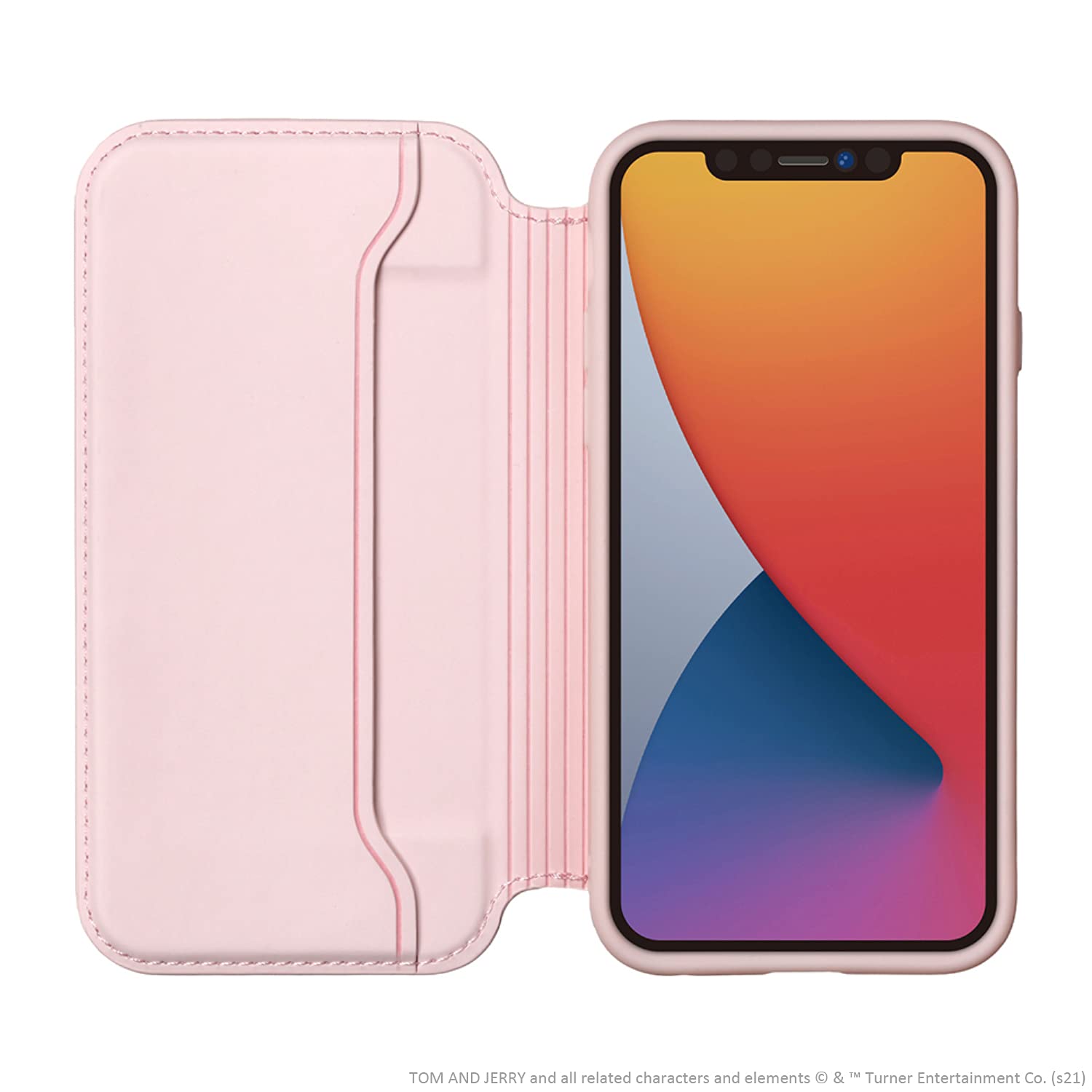 Premium Style iPhone 12 mini用 ガラスフリップケース [トムとジェリー/ピンク] PG-WGF20F01TAJ