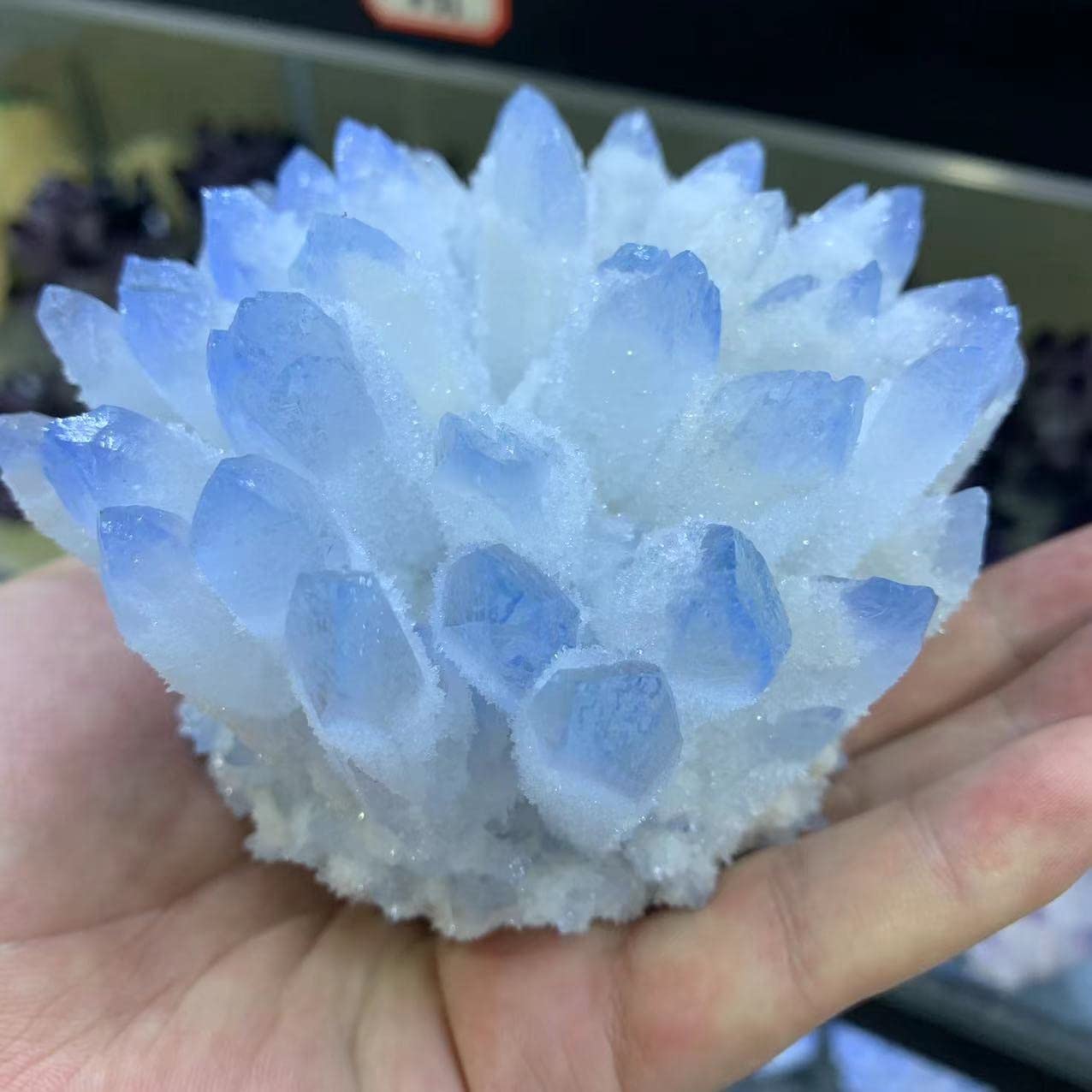 VERIMP Raumdekoration Home Beautiful Sky Blue Phantomquarz Spirituelle Home Office Aquarium Deko Geschenk (Size : 600-700g) (Size : 600-700g)