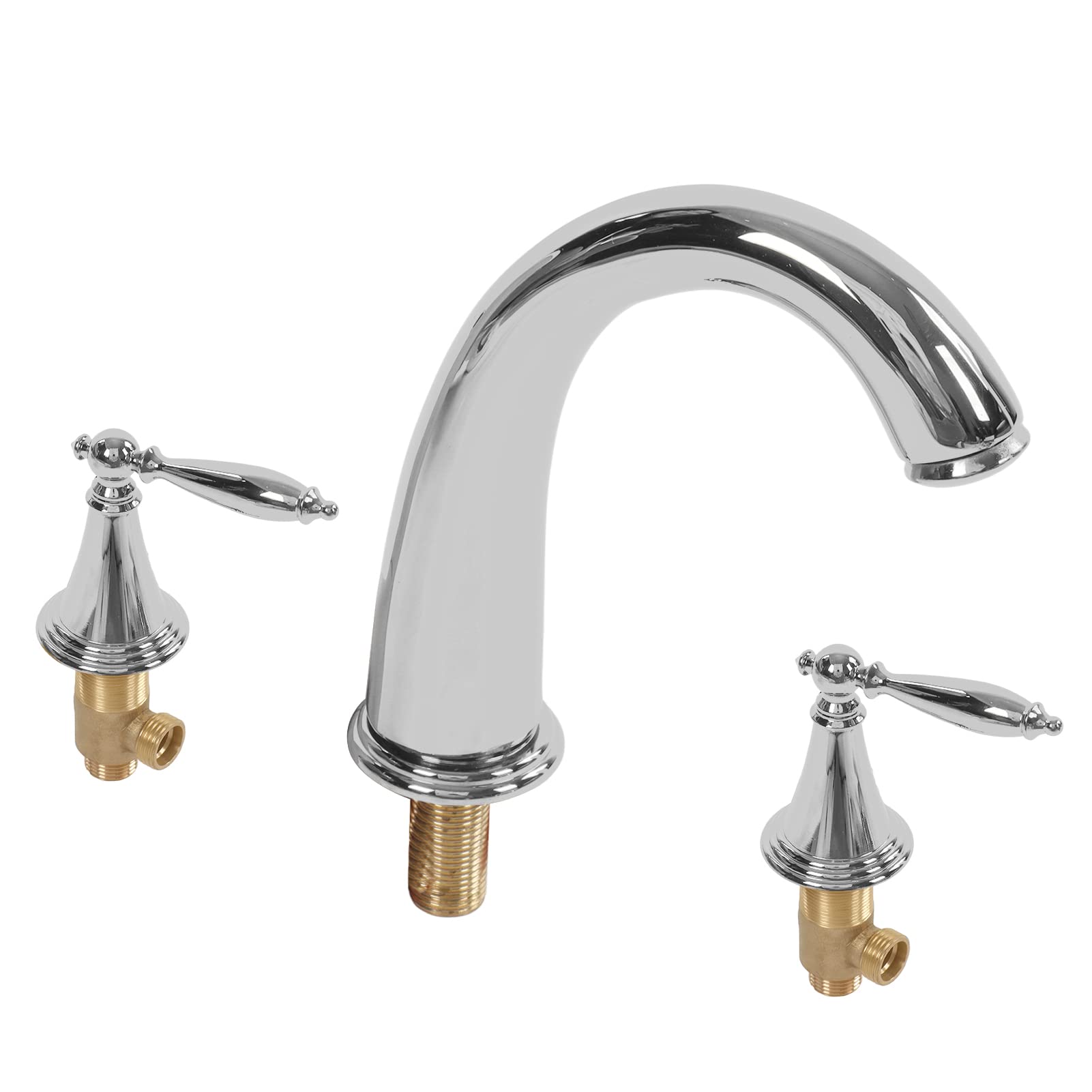 Rubinetto a doppia maniglia di alta qualità - Miscelatore per lavabo a 3 fori in rame per bagni, hotel, spa e peccato reurant -, Slish Silver h, facile da installare
