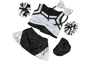 Metallic Silver & Black Cheerleader Teddy Bear Outfit