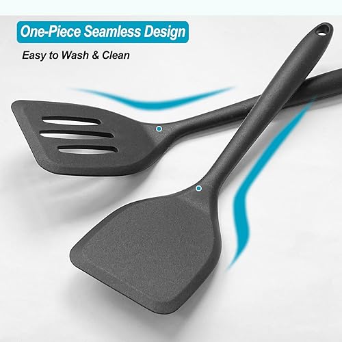 Miniatura 5 de Juego de espátulas de silicona, espátulas resistentes al calor con diseño de una pieza sin costuras, utensilios de goma antiadherentes para hornear