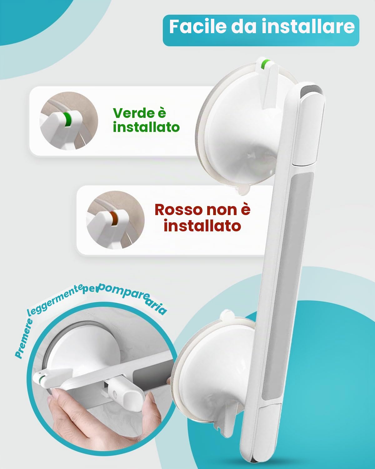 Maniglia Doccia Anziani, Maniglia Doccia per Bagno, Maniglia Ventosa per Doccia, Rimovibile Maniglioni Bagno per Anziani,Senza Foratura,Maniglia Ventosa per Anziani (2pcs)