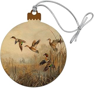GRAPHICS & MORE Green-Winged Teal Ducks Taking Flight Hunters Hunting Wood Christmas Tree Holiday Ornament