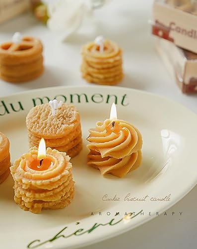 Miniatura 8 de Vela perfumada en forma de galletas, 4 unidades, 4.23 onzas (4.23 oz), aroma de galleta, cera de soja, vela decorativa para mesa, fotos, cumpleaños,
