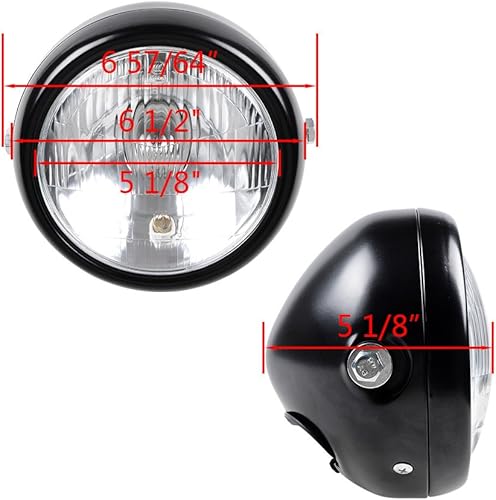 Miniatura 3 de Astra Depot Conjunto de faros delanteros retro para motocicleta de 6.5 pulgadas + soporte negro de 1.378 in a 1.693 in, soporte negro Cafe Racer