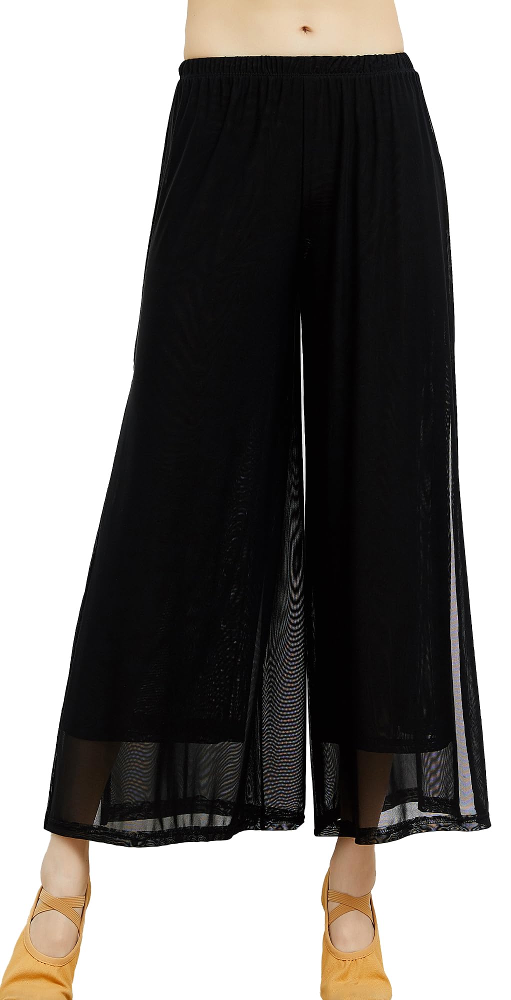 SEAUR Pantaloni da danza da donna, in chiffon, a gamba larga, per danza orientale, latina, pilates, yoga, palazzo, pantaloni estivi, per il tempo libero, S-XL