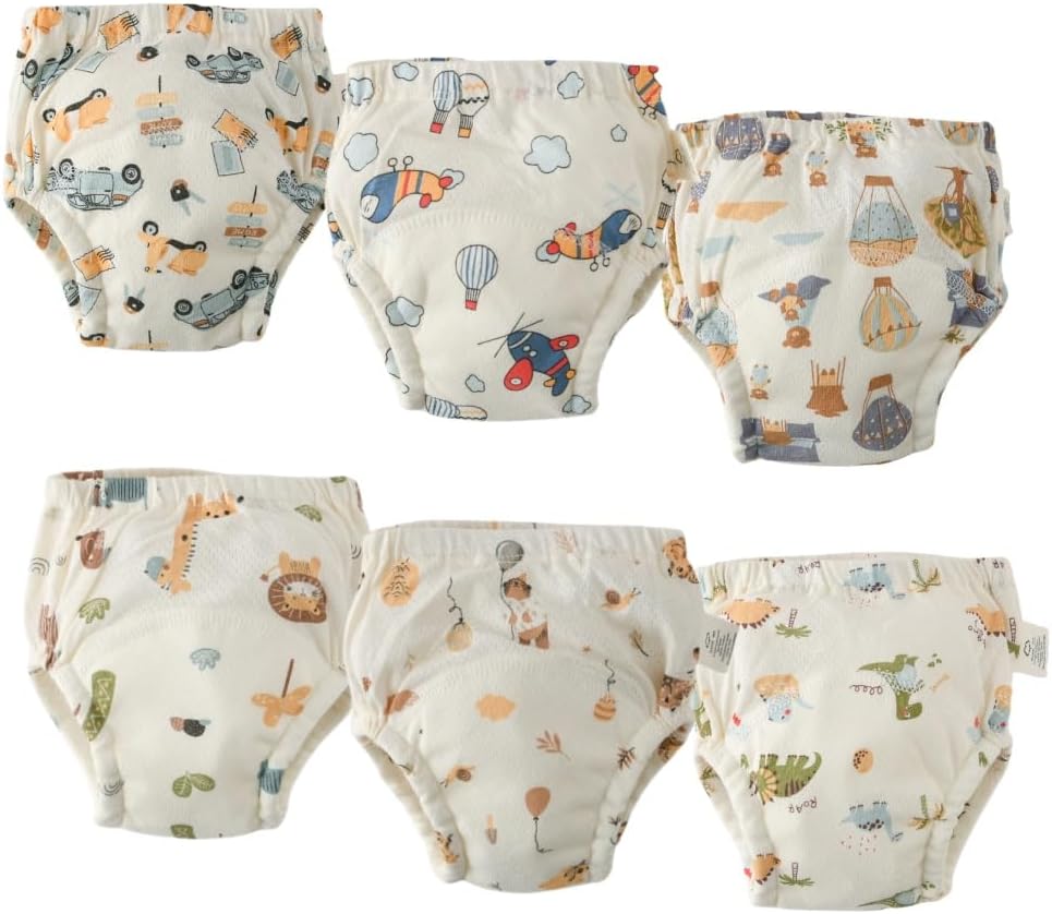 GZMM Baby Training Underpants,Soft Cotton Absorbent Potty Training Underwear For Baby Boys And Girls 6 Pack