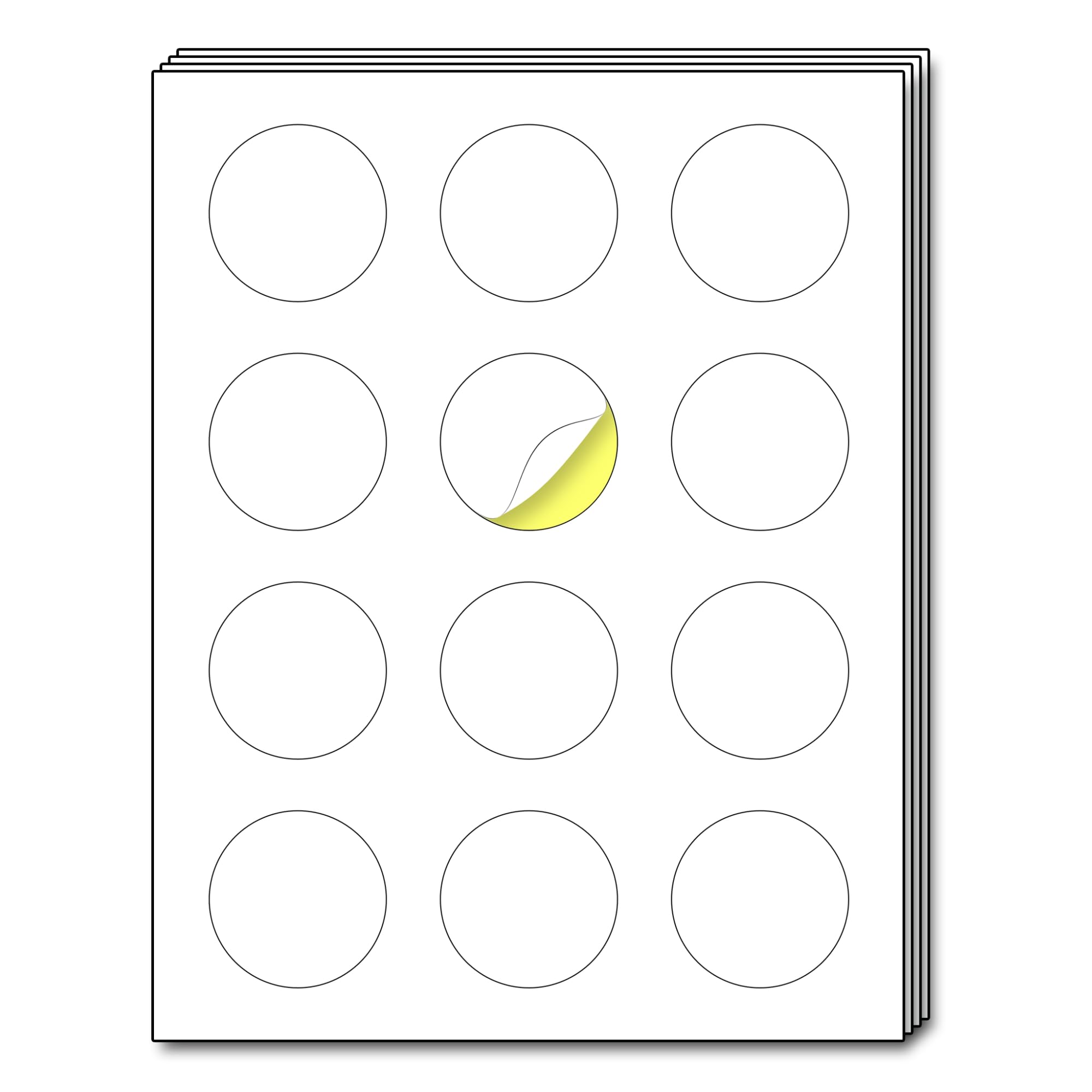 40 Sheets - 2 inch Round Circle Labels, White Printable Stickers for Laser/Inkjet Printers - 8.5 x 11 inch (Letter Sheets)