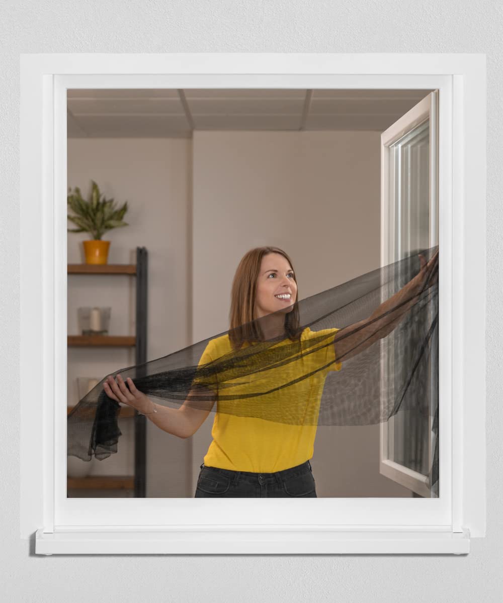 Schellenberg 50715 Zanzariera finestra per finestre fino a 130 x 150 cm, zanzariere senza perforazione, incl. nastro di fissaggio, antracite