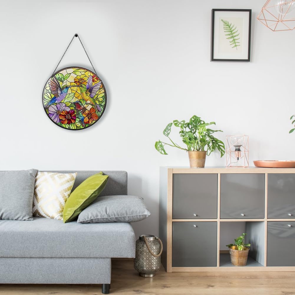 SATHGA ステインガラスパネル、ハチドリ ハンドクラフト