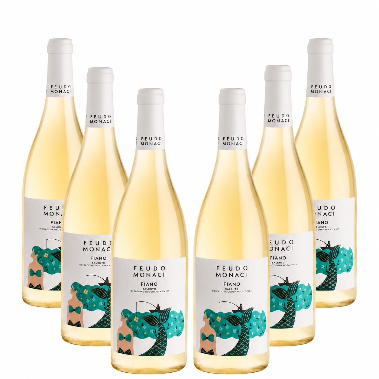 Feudo Monaci Fiano Salento IGT - Vino Bianco Fermo, 6 bottiglie