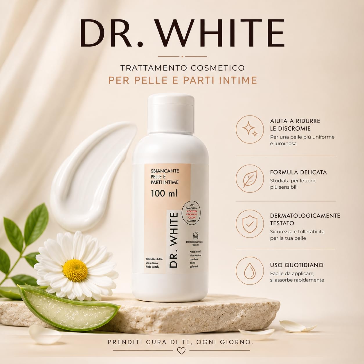 Dr White Intima wybielający krem 400 ml – krem rozjaśniający części intymne, Inguine i pachy – krem nawilżający i łagodzący (średnio)