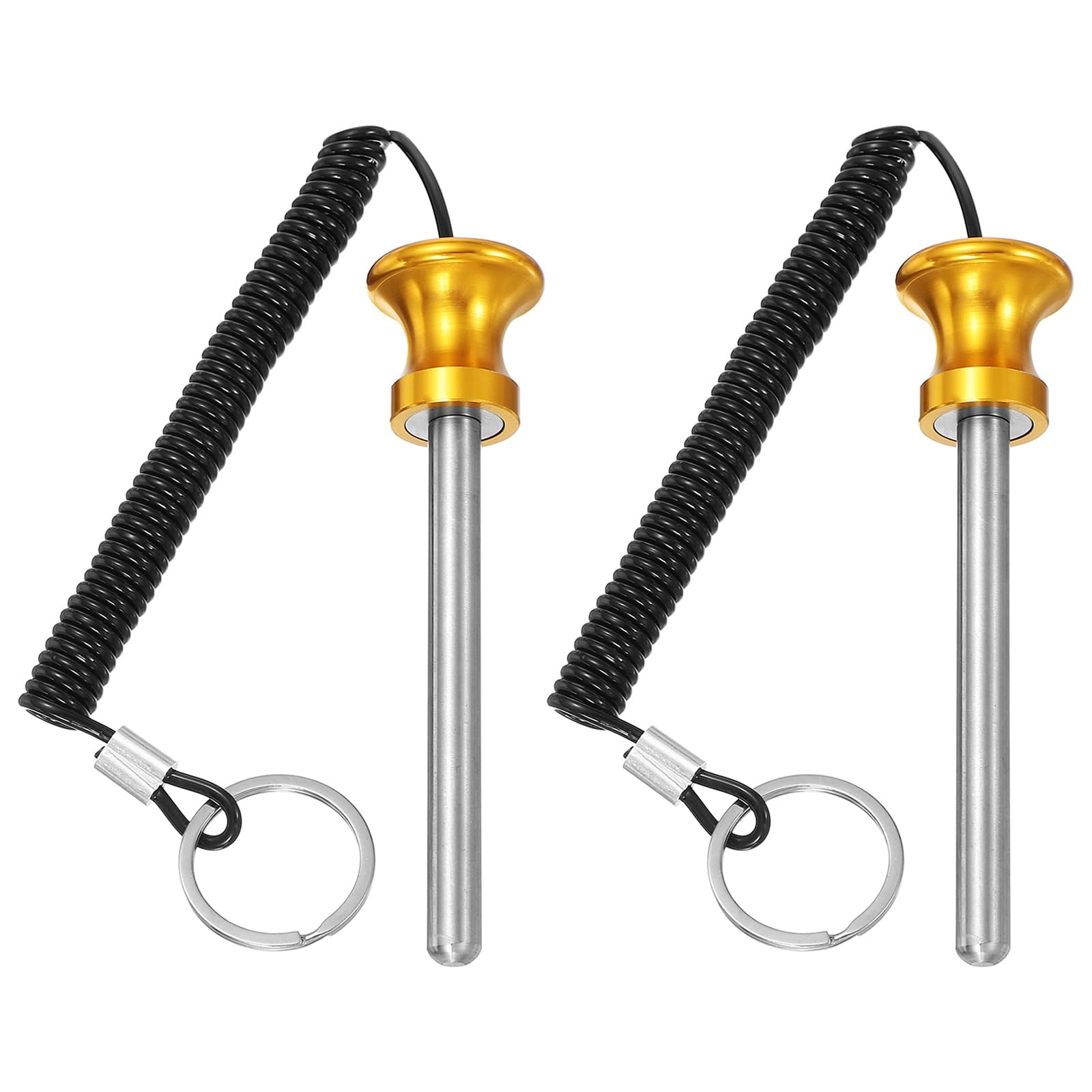 YELARXI Weight Stack Pin, Weight Gym Pin Strength Training Equipment Replacement with Pull Rope, 0.4 x 3.9 Inch Fit for Commercial Home Gym Club Machine Accessories (2 Pack, Gold)