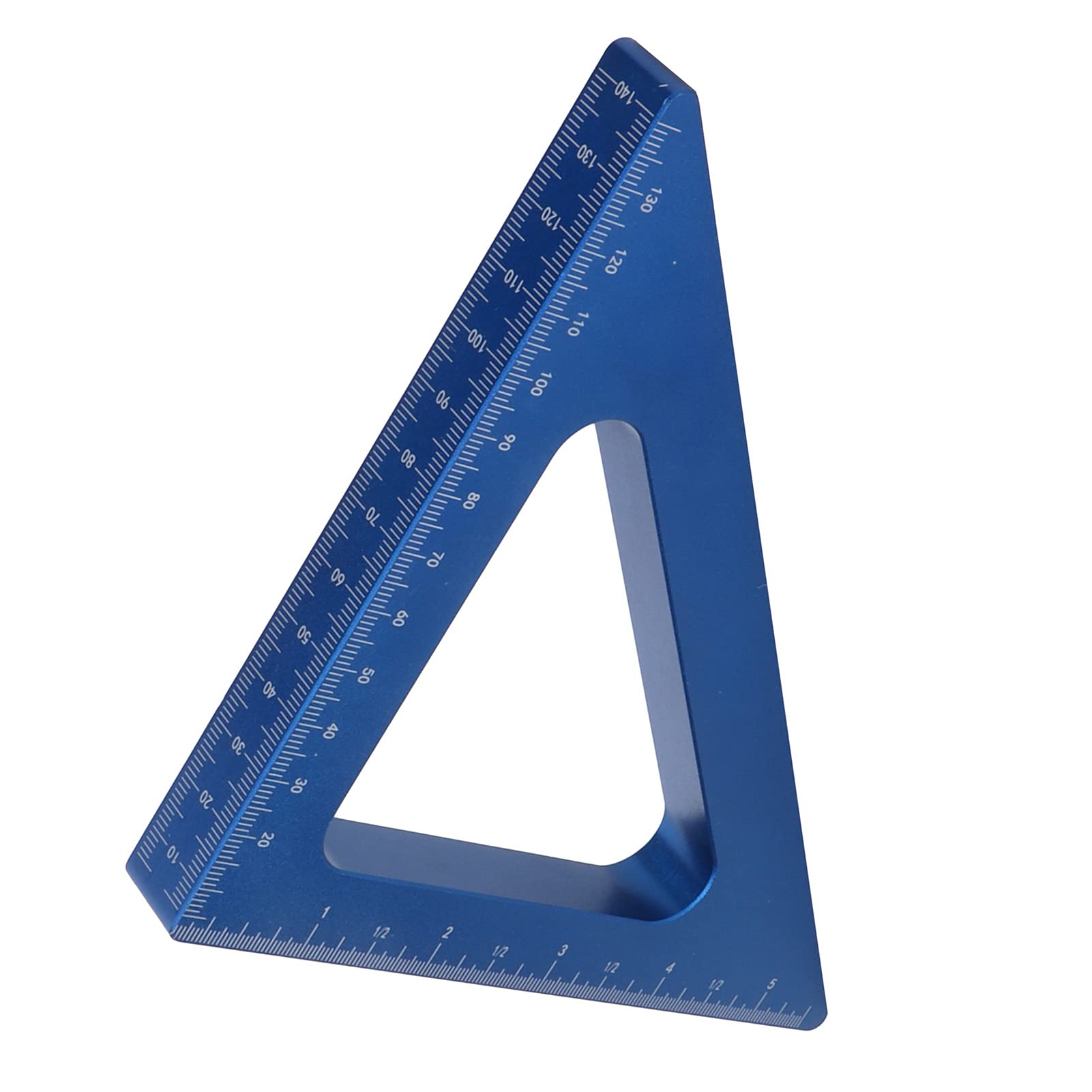 MRKU Dreiecklineal, Blaue Aluminiumlegierung, 15 mm dick, 90-Grad-Holzbearbeitungsmesswerkzeug mit Zoll- und metrischen Skalen