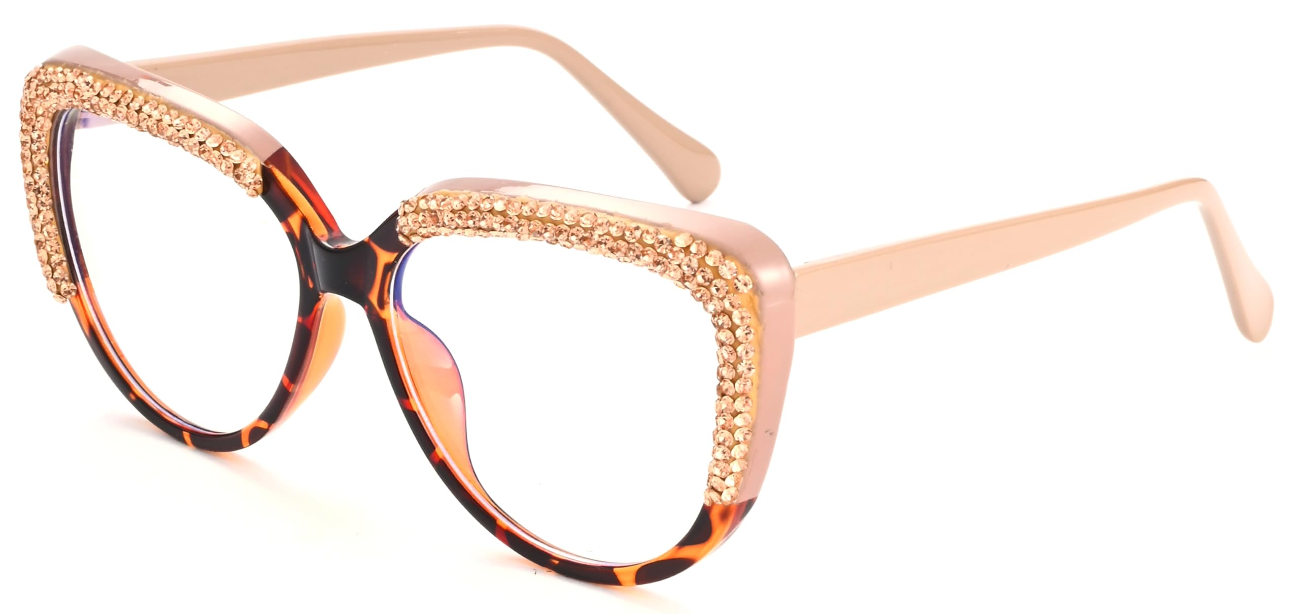 ICARA Cat Eye Crystal Rhinestone Reading Glasses Sparkling Eyewear Female Trendy Diamond Blue Light Blocking Reader