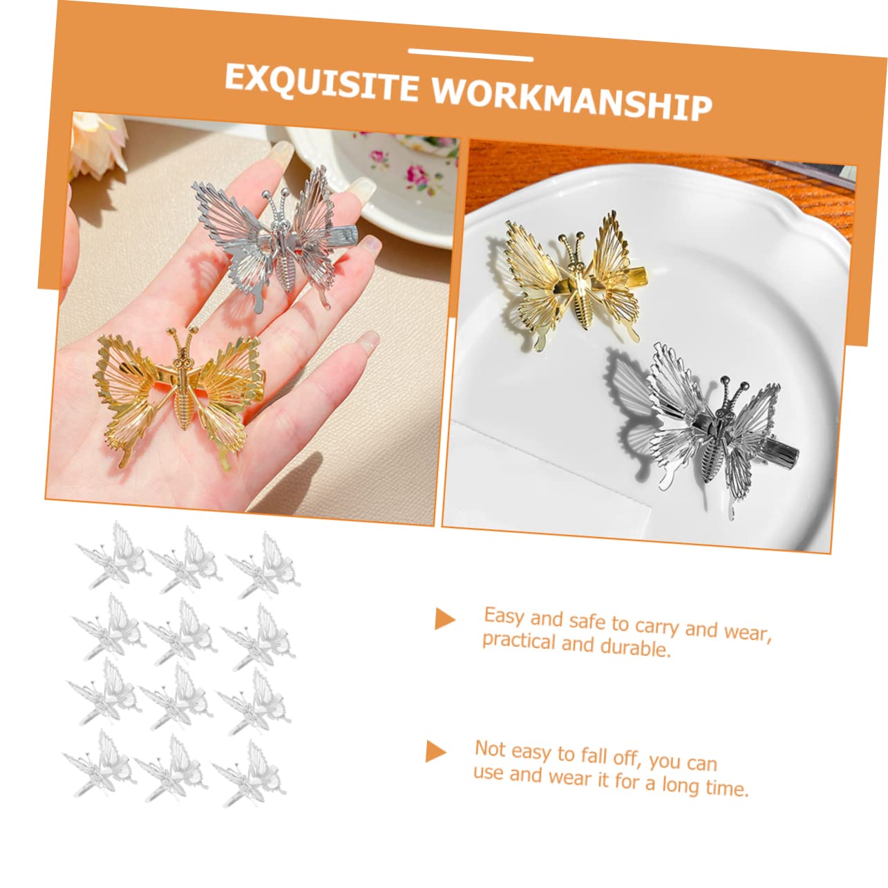 MAGICLULU 36 Stk Schmetterlings-Haarspange aus Metall haarklammer set haarspangen set Teenager-Mädchen Damen Tiara Haarnadel Schmetterlinge Clips Haarschmuck Wird sich bewegen Kopfbedeckung