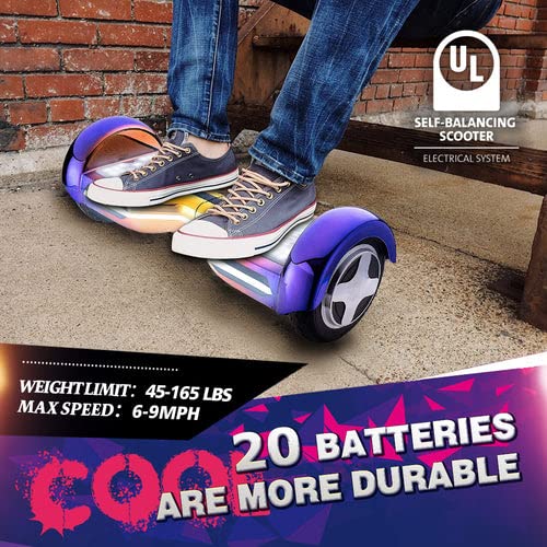 Hoverstar Bluetooth Hoverboard, 8 Inch Real Self Balancing Scooter, Led Light-Up Foot Pads Glow, 500W Motor, 20 Cells Battery Long Distance, Max Weight 220 Lb, Max Speed 7Mph #TOP2