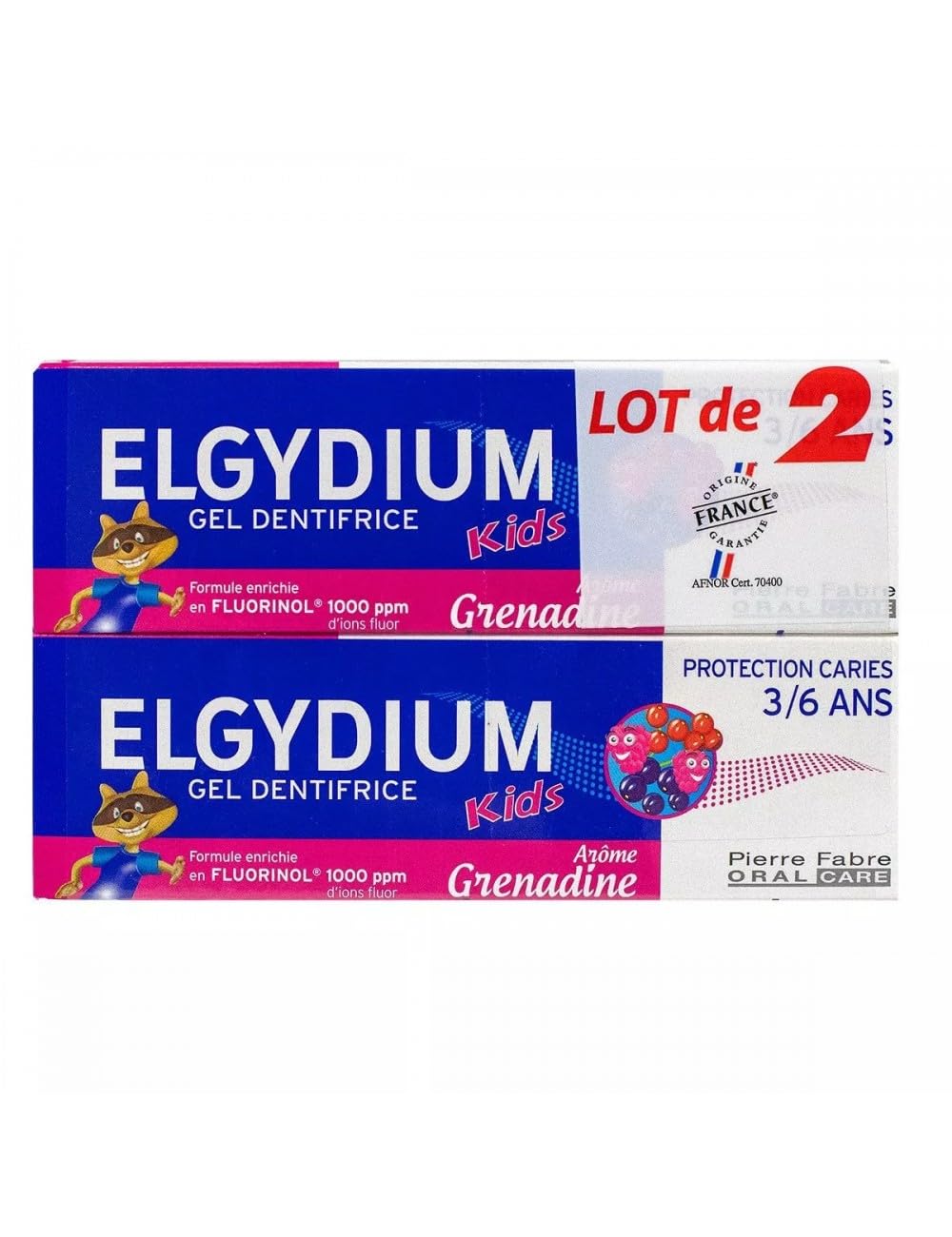 Elgydium Kids Toothpaste Gel Toothpaste Caries Protection 3/6 Years Old 2 x 50ml - Grenadine