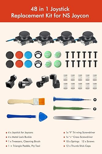 Miniatura 6 de Joycon Joystick Replacement Kit( 48 in one), Switch Joystick Replacement for Switch Switch Lite Switch OLED, Include 4 Thumbsticks, 4 Metal Buckles,