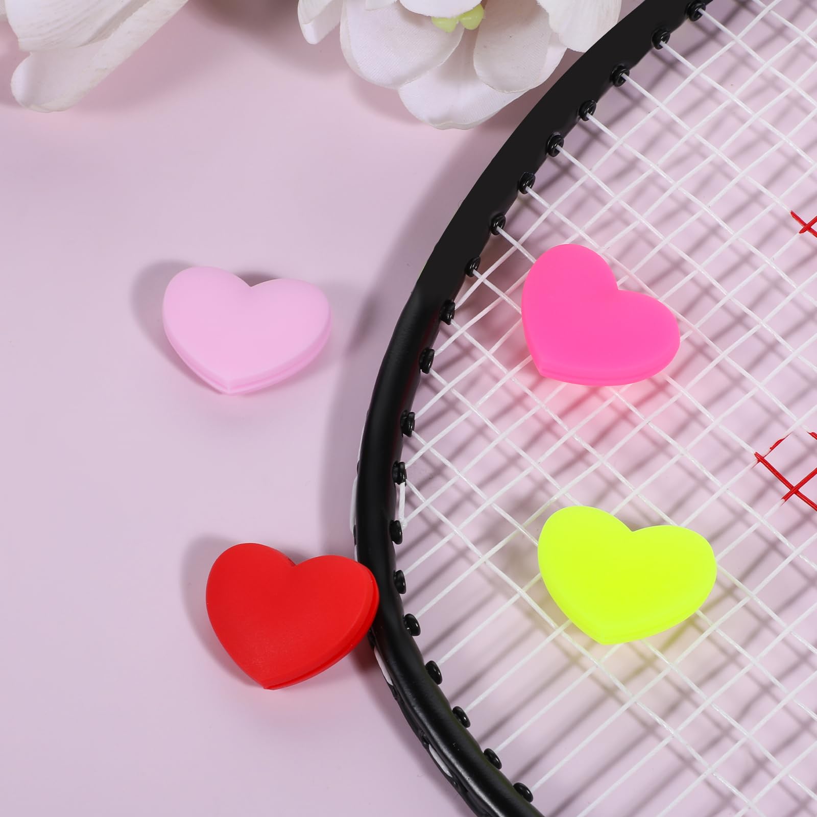 Giantree Amortiguador de tenis 4 piezas, amortiguador de vibración de silicona en forma de corazón