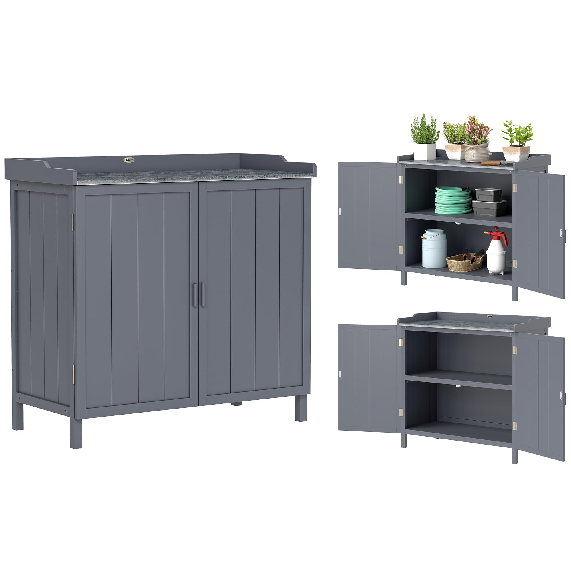 Outsunny Houten Tuinhuis 77 cm, Kleine Tuinkast voor het Tuin, Blauw