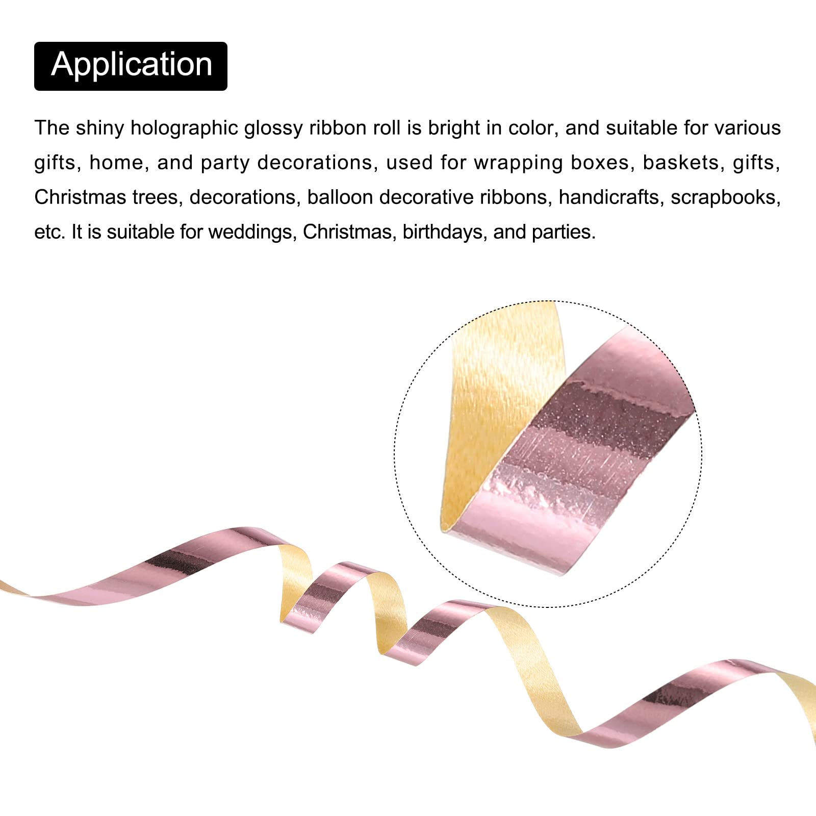 PATIKIL 2pcs Curling Ribbon Crimped Balloon String Shiny Metallic 5mm 10m for Christmas Wedding Gift Crafts Florists Decoration Rose Gold - Image 4
