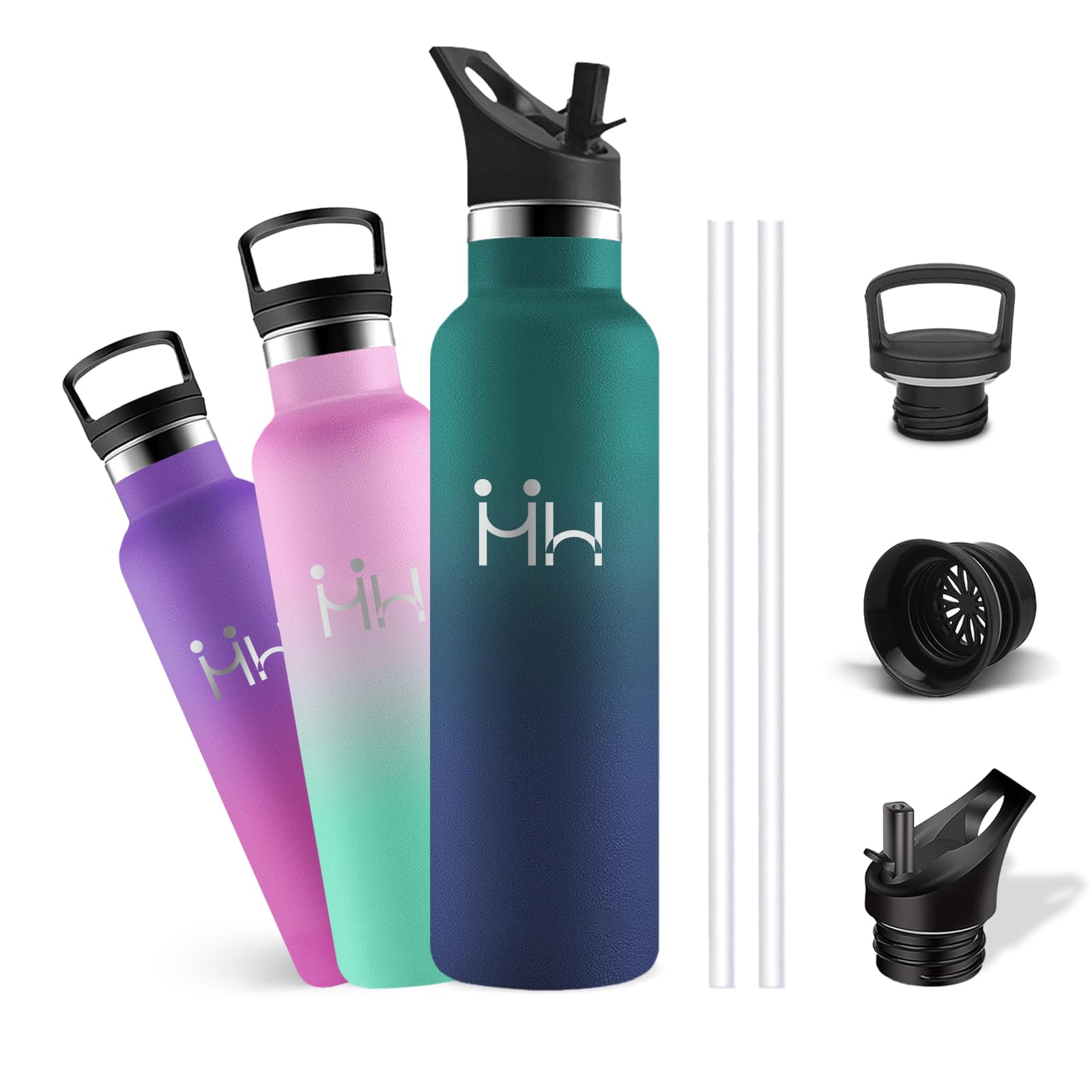 Mujigaga Water Bottle - 1 Litre - Insulated Water Bottle, BPA Free, Stainless Steel Water Bottles, Metal Water Bottles, Leakless, 18/8 Stainless Steel, Water Bottles for Schools, Travel, Swimming