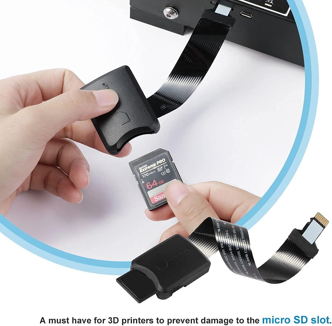LANMU 2 in 1 Micro SD to SD/Micro SD Card Extension Cable Extender Adapter Compatible with Ender 3/Pro/3 V2,Ender 5/Pro/Plus, CR-10S and More 3D Printers(5.9in/15cm)