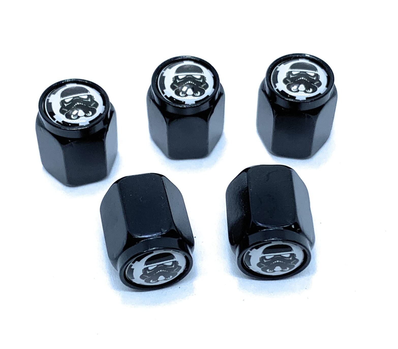 Imperial Stormtrooper - Death Star BB8 Millennium Falcon Tire Valve Stem Caps (5 Pack) Dust Proof with O Rubber Seal Outdoor All-Weather Leak-Proof Air Protection Universal Stem Covers for Cars SUV´s