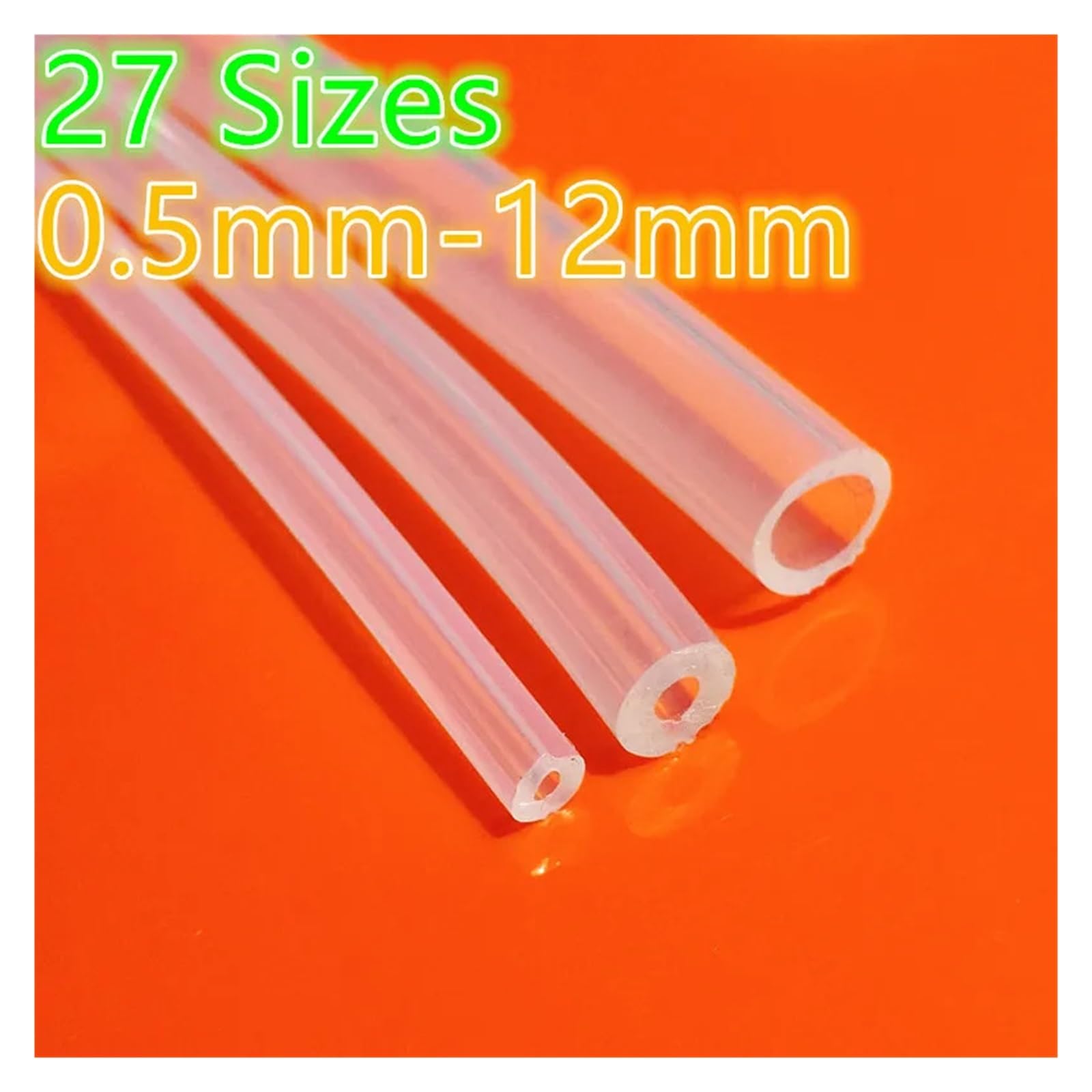 Manguera de Goma de Silicona Transparente de Grado alimenticio, 1/3/5 Metros, 27 tamaños, de 0,5 mm a 12 mm, for Agua y Gas.(5meters,8x12mm)