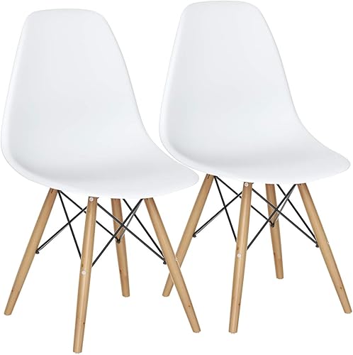 Miniatura 9 de GOFLAME DSW - Sillas de comedor, sillas de plástico con patas de madera, sillas sin brazos de estilo moderno para sala de estar, cocina, dormitorio,