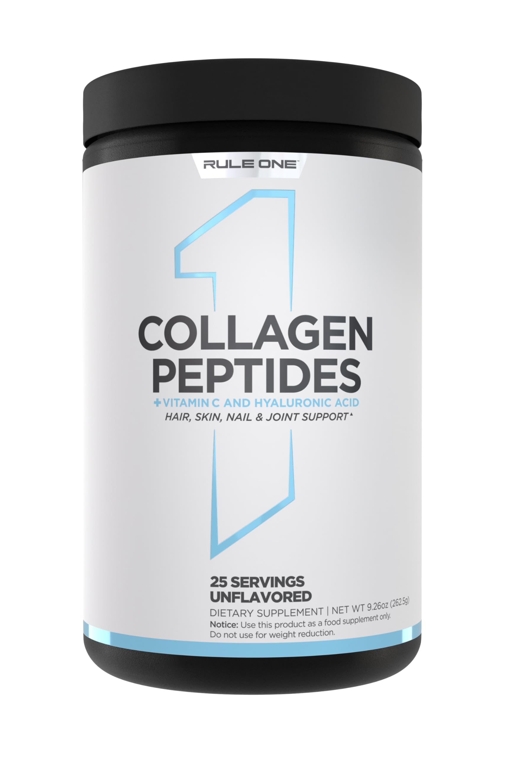 Rule 1 Proteins Collagen Peptides Powder - Hydrolyzed Bovine Collagen, Hyaluronic Acid, and Vitamin C. Supports Hair, Skin, & Nails (25 Servings,