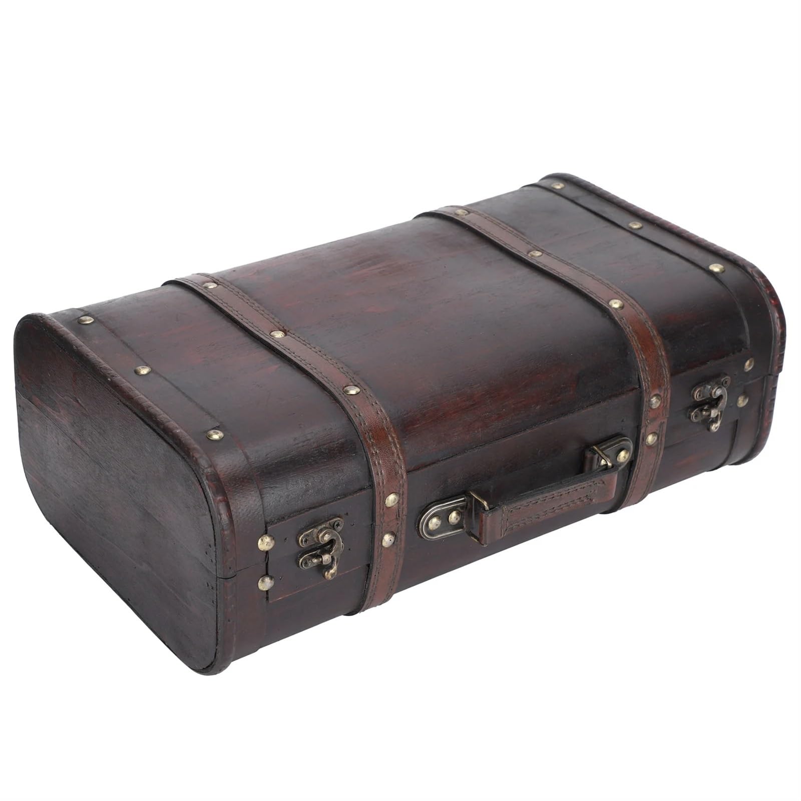 YShiuoL Wooden Storage Box Portable Suitcase Large Capacity Vintage Decorative Wooden Case With Handle For Photography Props Craft Ornament