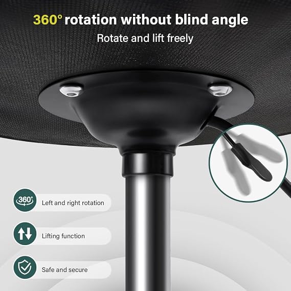 BFTOU Square Swivel Stool on Wheels Perfect for Work SPA Shop Massage Height-Adjustable and Cost-Effective Rolling Stool Chair with Back White (BLACK)