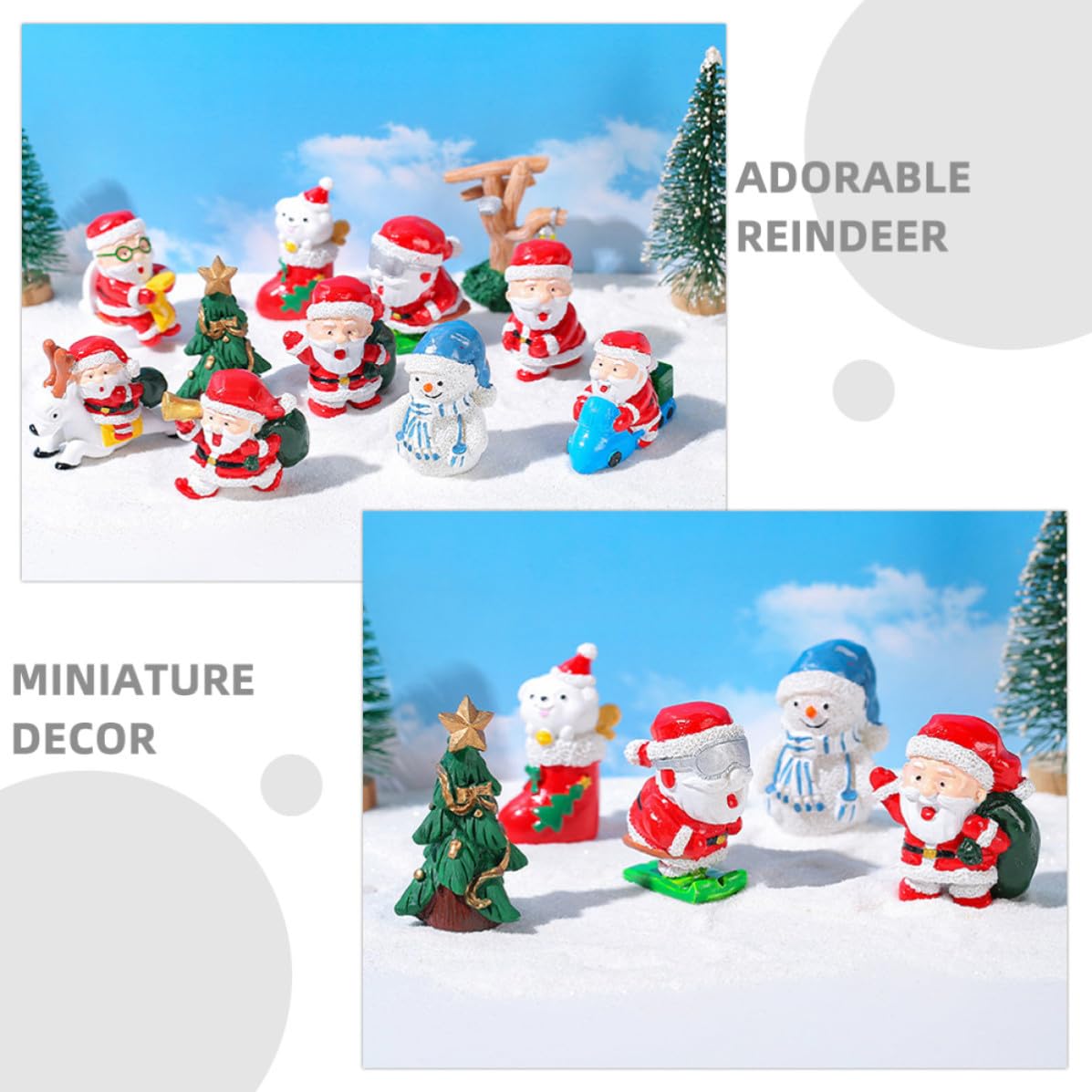 Toyvian 33 Piezas Figuras de Reno y Muñeco Invernal Navideños en Resina