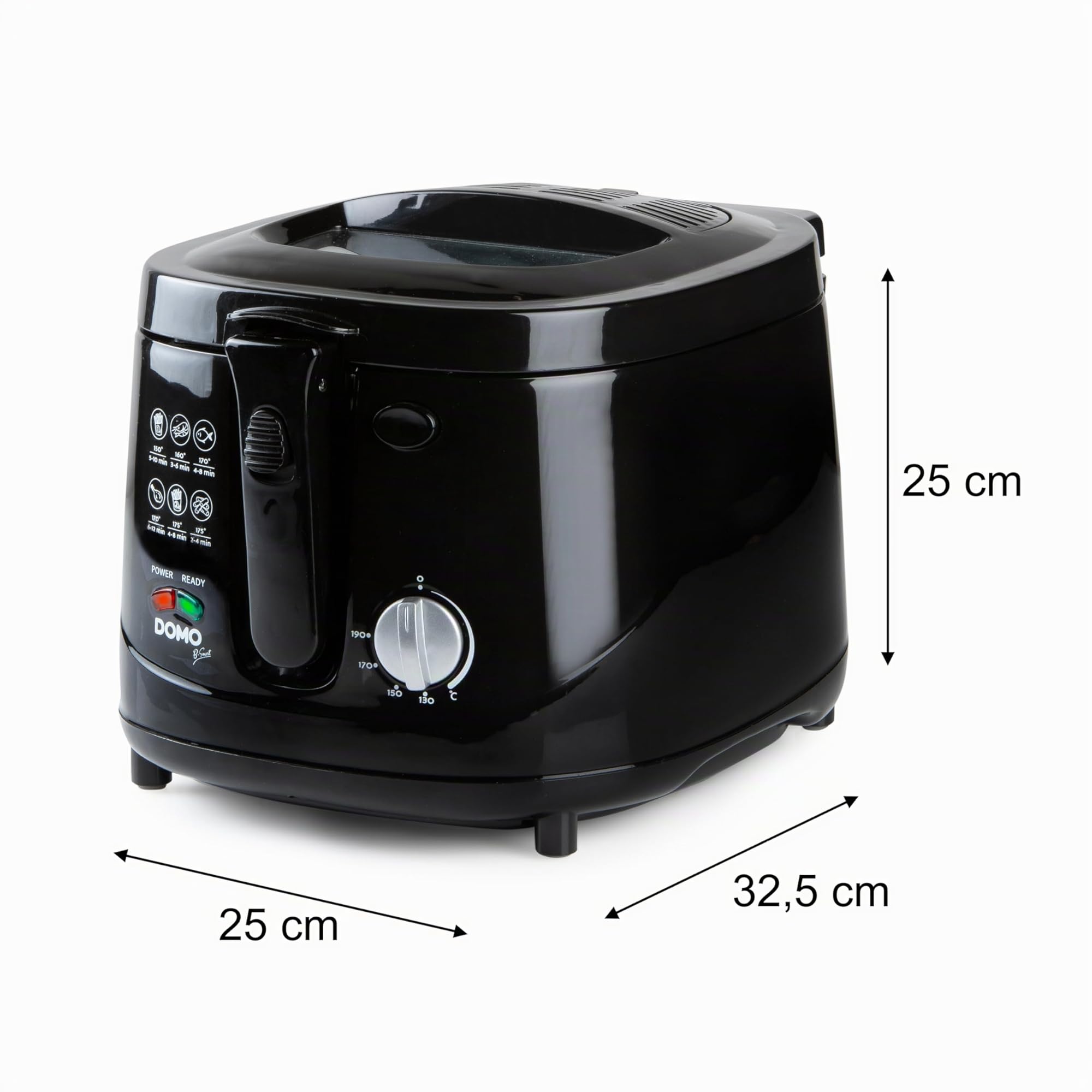 DOMO DO461FR Fritteuse - 2,5 L - mit Sichtfenster - 1800 W - Schwarz