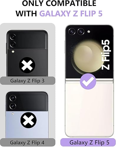 Vista 13 de Vihibii Funda para Samsung Galaxy Z Flip 5 con protección de bisagra y protector de pantalla trasera, delgada y ajustada, elegante textura Rojo