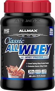 ALLMAX Classic AllWhey Whey Protein Powder, Chocolate, 2 lbs – 30g Protein per Scoop, Gluten Free, Low Sugar, High Protein, Supports Muscle Recovery, Lean Muscle & Post Workout, for Men & Women
