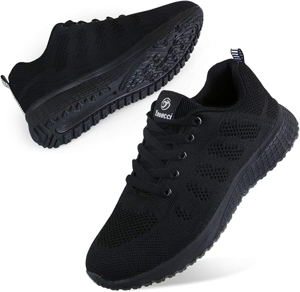 Youecci Chaussures de Course pour Femmes Légères - Chaussures de Marche Respirantes pour Sports, Tennis, Athlétisme, Gym, Baskets décontractées en Maille Anti-dérapantes - 1
