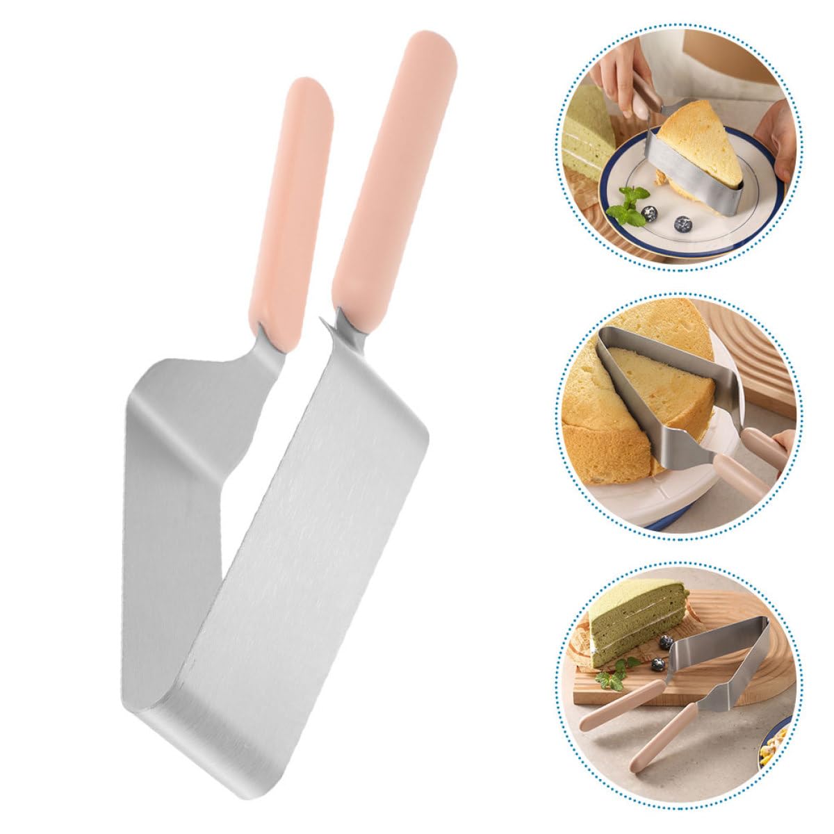 DOITOOL 4 Cortadores de Pasteles de Acero Inoxidable Cortador Triangular para Tartas Servidor para Repostería en 4 Piezas Herramienta de Cocina para Cortar y Servir Pasteles en