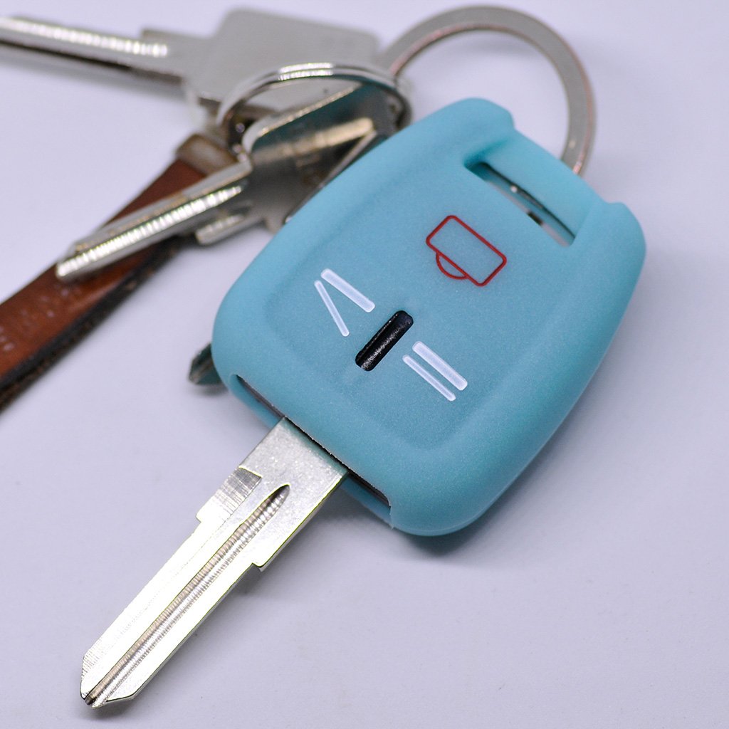 Custodia Morbida Colorata Per Chiave Auto Opel Vectra C / Signum - Blu Fluorescente Che Si Illumina Al Buio! - 3