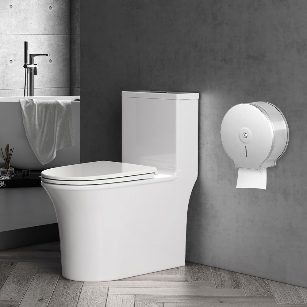 Dispensador de Papel Higiénico, Montaje en Pared Portarrollos de Papel Higiénico de Acero Inoxidable, Soporte Rollo Papel de para Baños Públicos, 26cm Diámetro, 6cm Mandril (2 Piezas)