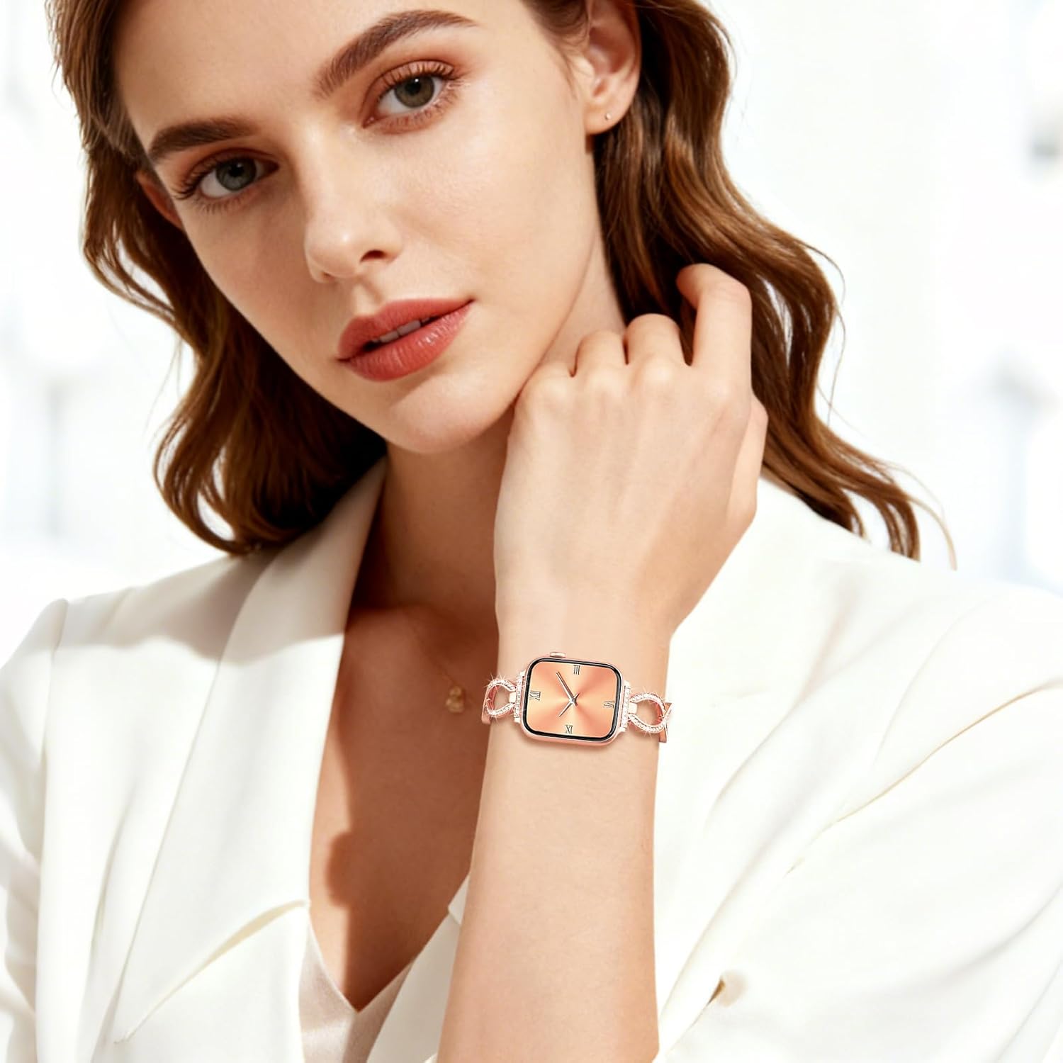 Filoto Bling Band Compatible with Apple Watch 38mm 40mm 41mm 42mm 44mm 45mm 46mm 49mm for Women, Thin Metal Strap Dressy Slim Jewelry Bracelet for iWatch Band Series 11 10 9 8 7 6 5 4 SE 3 2 1 Ultra - Image 6