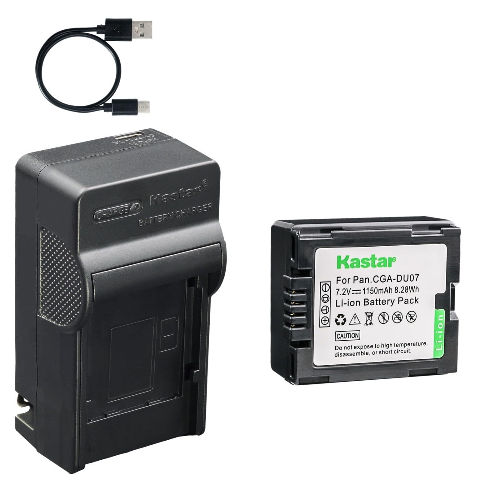 Kastar 1-Pack Battery and AC &amp; USB-C Charger, Compatible with Panasonic CGA-DU06 DU07 NV-GS35 GS50 GS80 GS150 GS180 GS300 GS400 GS500, Hitachi DZ-BP7 DZ-GX20 GX25M HS300 HS303 HS500 HS903 Camcorders