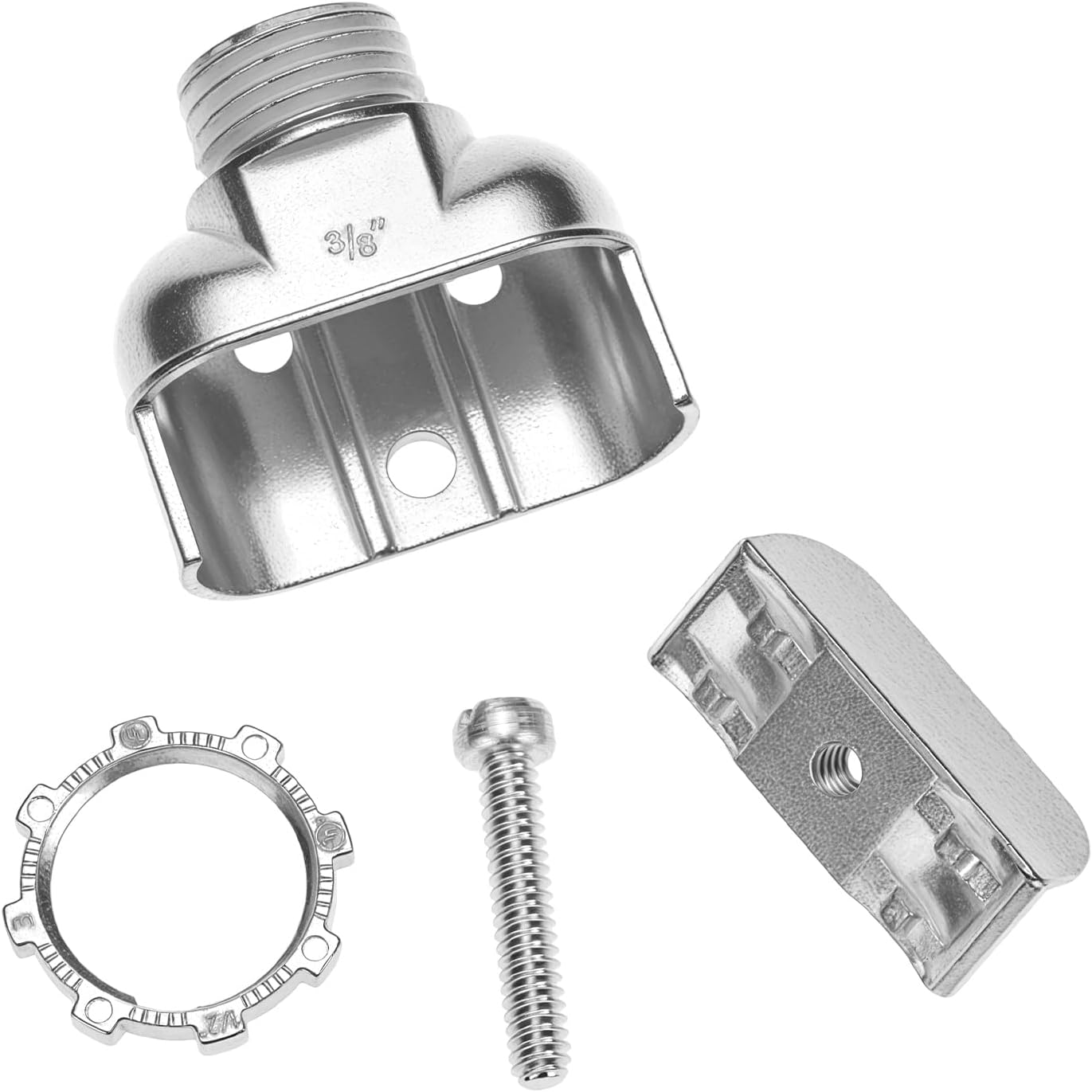 QWORK 3/8" 90 Degree Duplex Connector 24 Pcs – Zinc Alloy Flexible Metal Conduit Fitting for AC MC NM Cables – Single Knockout Two-Way Electrical Box Adapter for Junction Boxes