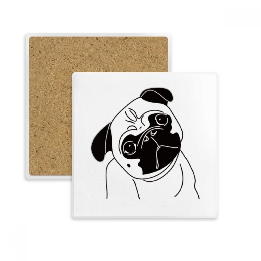 Coaster tasse motif chien noir idée cadeau originale pour cuisine