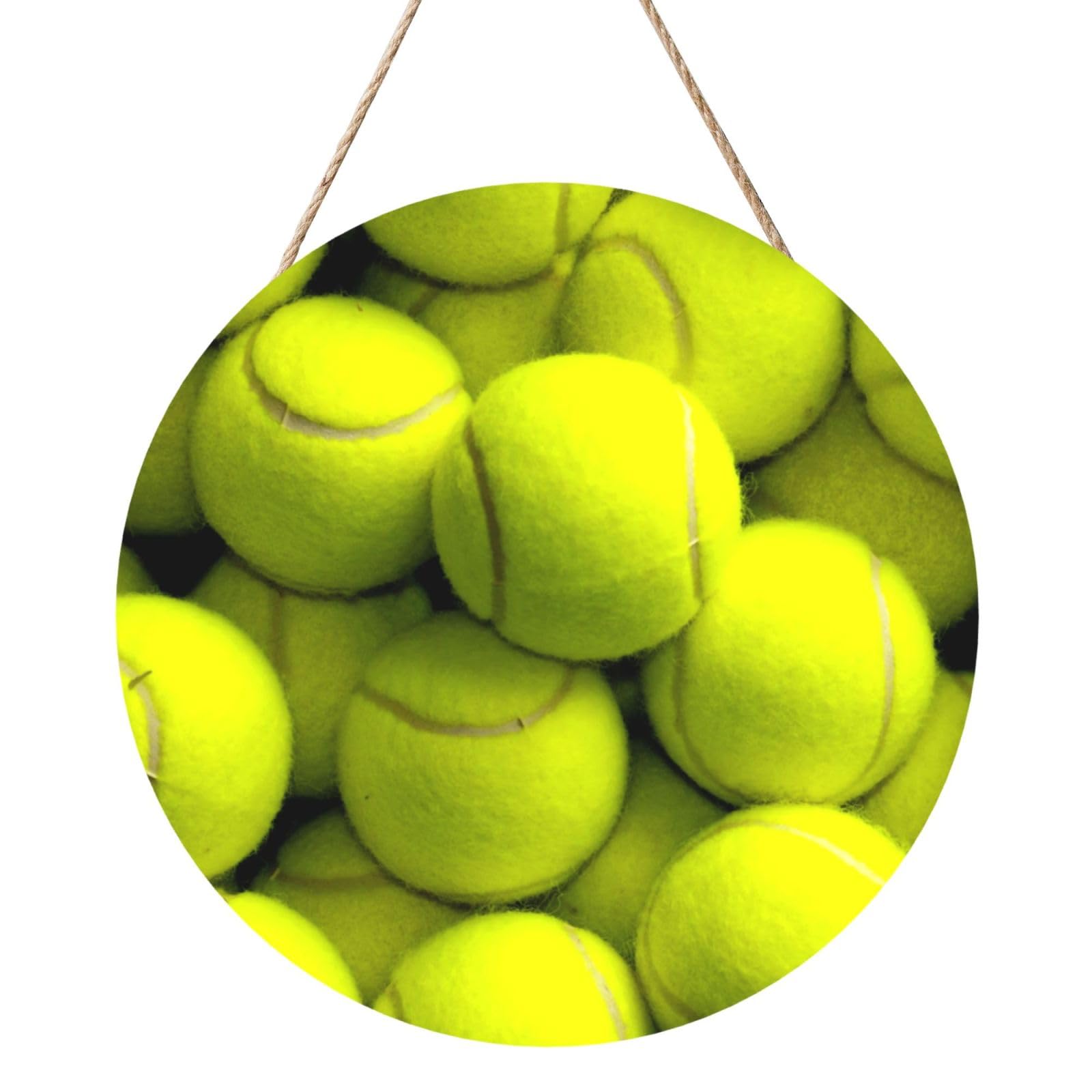 InOmak Sturdy Tennis, Round Wood Panel Painting 12 in, Wall Hanging Painting For Home